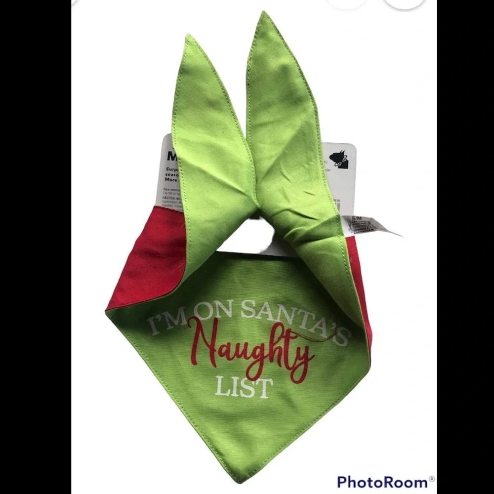 NWT Naught Nice dog bandana Christmas holiday S/M